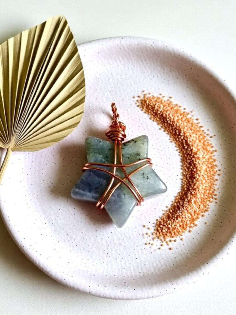 OOAK Thick Gray/Green Labradorite Star Pendant | Celestial | Pentagram | Magical